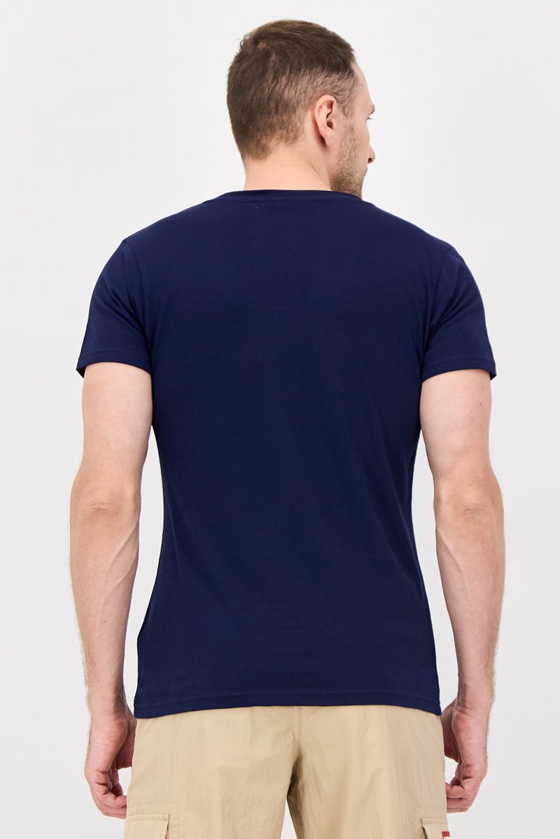 FILA Men Sportswear Fit Short Sleeve Outdoor T-Shirt, Navy - Image 3